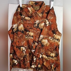 North River Outdoors XL Elk Moose Wildlife Print Button-Up Shirt